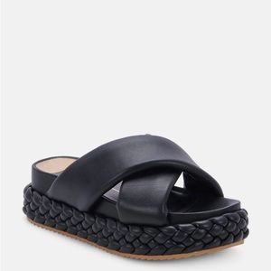 Dolce Vita Black Slide Sandals with Textured Footbed
